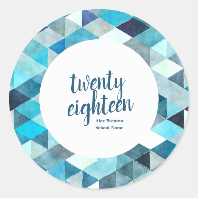 Moderne Blue Abstrakt Graduate Custom Stickers (Vorderseite)