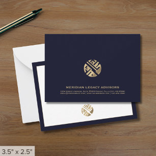 Moderne Blue and Gold Business Note Card Mitteilungskarte