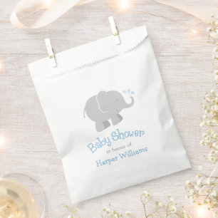 Moderne Blue and Gray Elephant Boy Baby Dusche Geschenktütchen