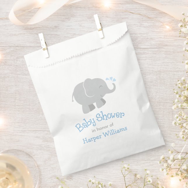Moderne Blue and Gray Elephant Boy Baby Dusche Geschenktütchen (Ausgeschnitten)