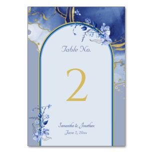 Moderne Blue Aqua Marble Wedding Tischnummer