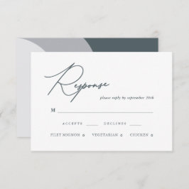 Moderne Blue Arches Calligraphy Wedding RSVP Card