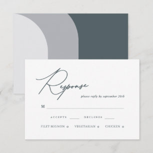 Moderne Blue Arches Calligraphy Wedding RSVP Card Karte