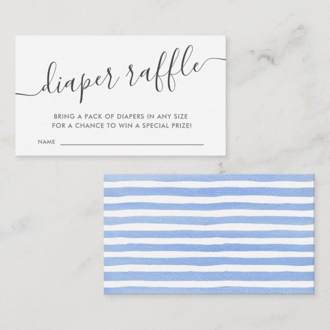 Moderne Blue Baby Diaper Raffelsticket Eintrittska Begleitkarte (Vorne/Hinten)