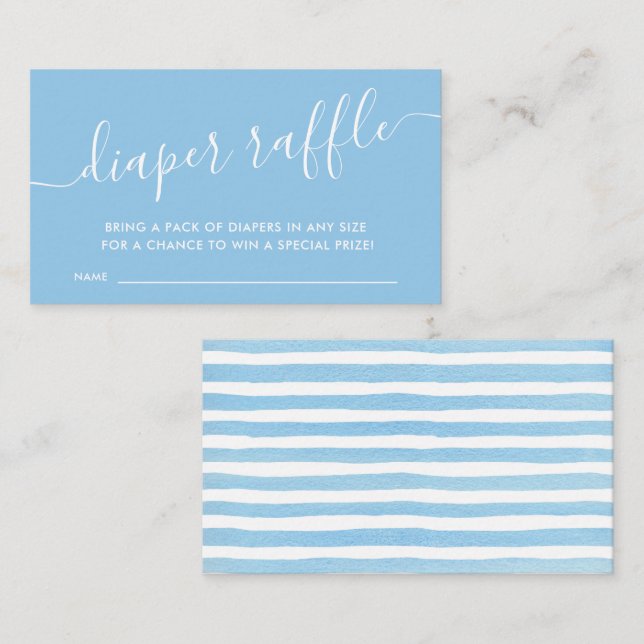 Moderne Blue Baby Diaper Raffelsticket Eintrittska Begleitkarte (Vorne/Hinten)