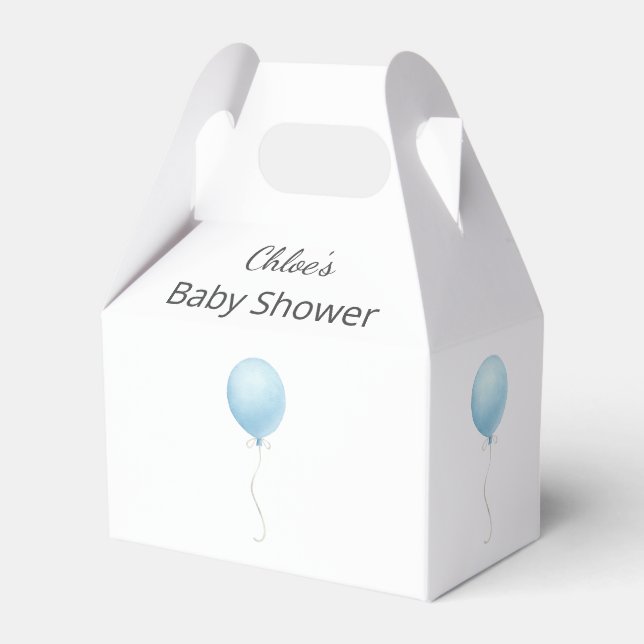 Moderne Blue Balloon Baby Dusche Geschenkschachtel (Vorderseite)