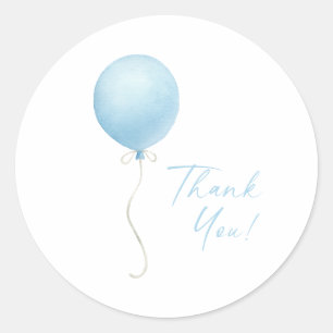 Moderne Blue Balloon Baby Dusche Runder Aufkleber