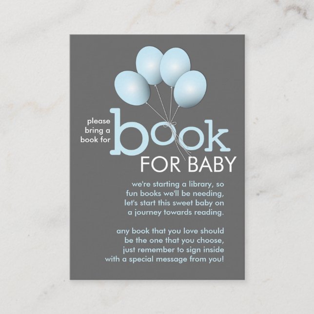 Moderne Blue Balloon Baby Duschkabine Book Insert  (Vorderseite)