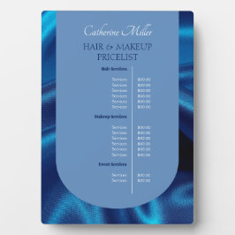 Moderne Blue Beauty Salon Hair & Makeup Preisliste Fotoplatte