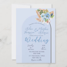 Moderne Blue Boho Arch Pampass Grass Floral Weddin