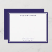 Moderne Blue Border Name & Address Note Card