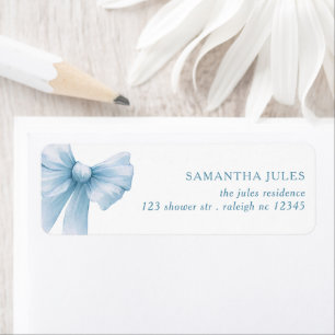 Moderne Blue Bow Baby Dusche Rücksendeadresse