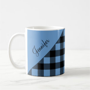 Moderne Blue Buffalo Karo Karomuster Name Kaffeeta Kaffeetasse