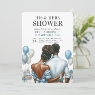Moderne Blue Couples Dusche Brautparty Einladung