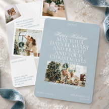 Moderne Blue Editorial Foto Family Holiday Card