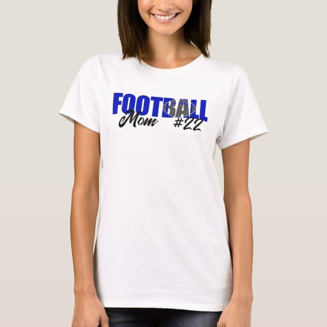 Moderne Blue Football-Mama T-Shirt (Vorderseite)