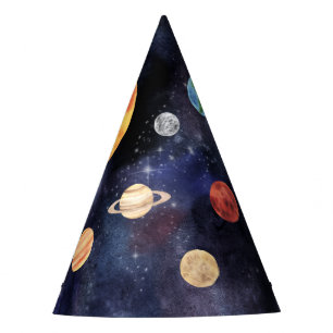 Moderne Blue Galaxy Planets Space Partyhütchen