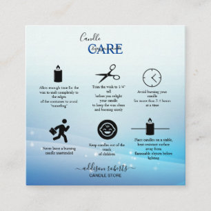Moderne Blue Glitzer Candle Care Quadratische Visitenkarte