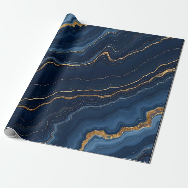 Moderne Blue Gold Marmor Collection Geschenkpapier (Ungerollt)