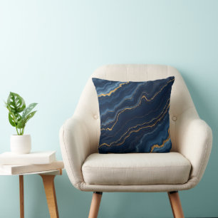 Moderne Blue Gold Marmor Collection Kissen