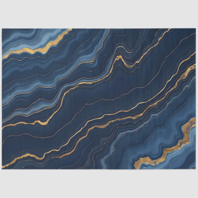 Moderne Blue Gold Marmor Collection Seidenpapier (Vorderseite)
