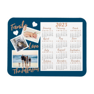 Moderne Blue & Gold New Year Calendar Fotos Magnet