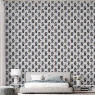 Moderne Blue Gold Palm Blätter Tapete