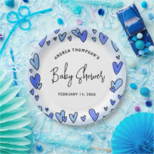 Moderne Blue Hearts Valentine Baby Dusche