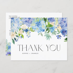 Moderne Blue Hydrangea Blume Hochzeit Vielen Dank Postkarte