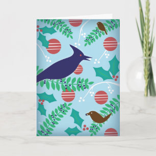 Moderne Blue Jay Happy Holiday Card Feiertagskarte