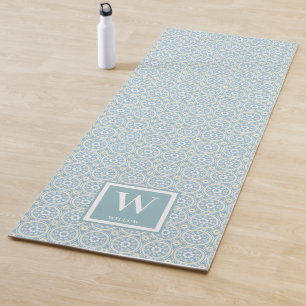 Moderne Blue Medallion Monogram Übung Yogamatte