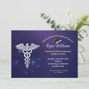 Moderne Blue Medical University Graduation Party Einladung