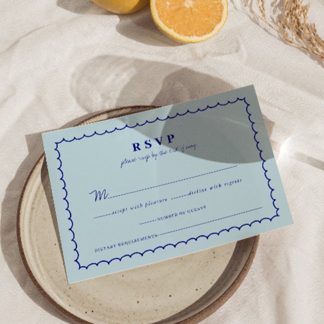 Moderne Blue Mediterrane Muschel Wedding RSVP Card Karte (Von Creator hochgeladen)