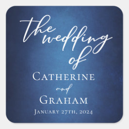 Moderne Blue Minimalistisch Waterfront Abend Hochz Quadratischer Aufkleber