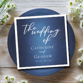 Moderne Blue Minimalistisch Waterfront Abend Hochz Serviette