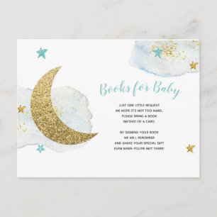 Moderne Blue Moon Glitzer Bücher für Babykarten Postkarte