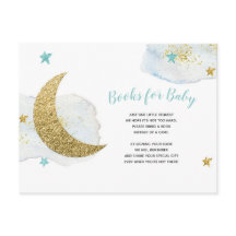 Moderne Blue Moon Glitzer Bücher für Babykarten