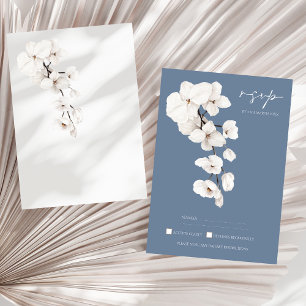 Moderne Blue Orchids Floral Wedding RSVP Card