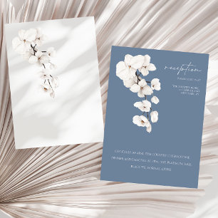 Moderne Blue Orchids Hochzeitsempfang Begleitkarte