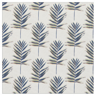 Moderne Blue Palm Blätter Gold Schlaglöcher Wei Stoff