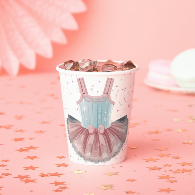 Moderne Blue & Pink Tutu Glitzer Babydusche Pappbecher (Insitu)