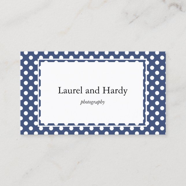 Moderne Blue Polka Dots Custom Business Card Visitenkarte (Vorderseite)