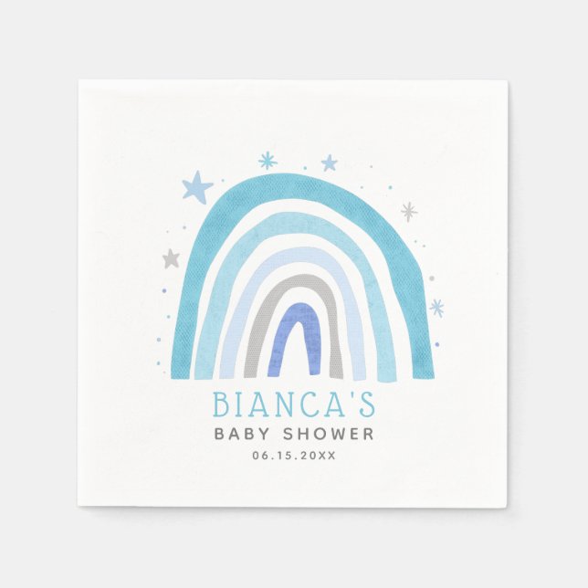 Moderne Blue Rainbow Boy Baby Dusche Serviette (Vorderseite)