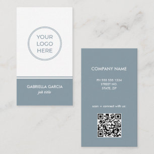 Moderne Blue Scannable QR-Logo-Visitenkarte Visitenkarte