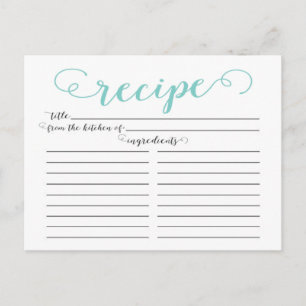 Moderne Blue Script Brautparty Rezept Cards Postkarte