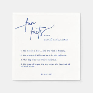 Moderne Blue Script Fun Fakten Hochzeiten von Napk Serviette