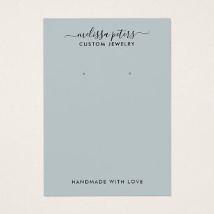 Moderne Blue Script Schmuckschmuckkarte mit Earrin
