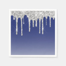 Moderne Blue Silver Glitzer Tropfen