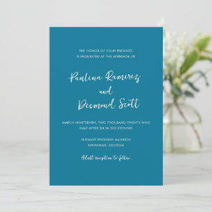 Moderne Blue Simple Wedding Einladung
