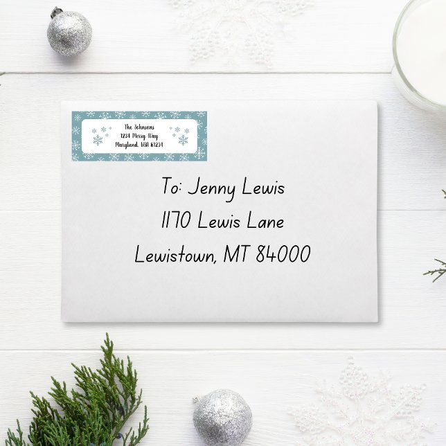 Moderne Blue Snowflake-Adresse (Blue Snowflake Return Address Label)